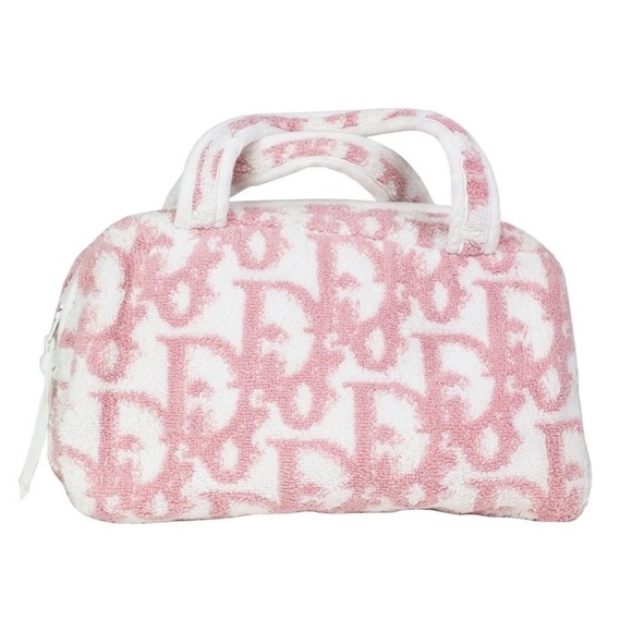 SOLD CHRISTIAN DIOR Vintage Y2K Pink & Ivory Terry Cloth Trotter Monogram Mini - Picture 2 of 11